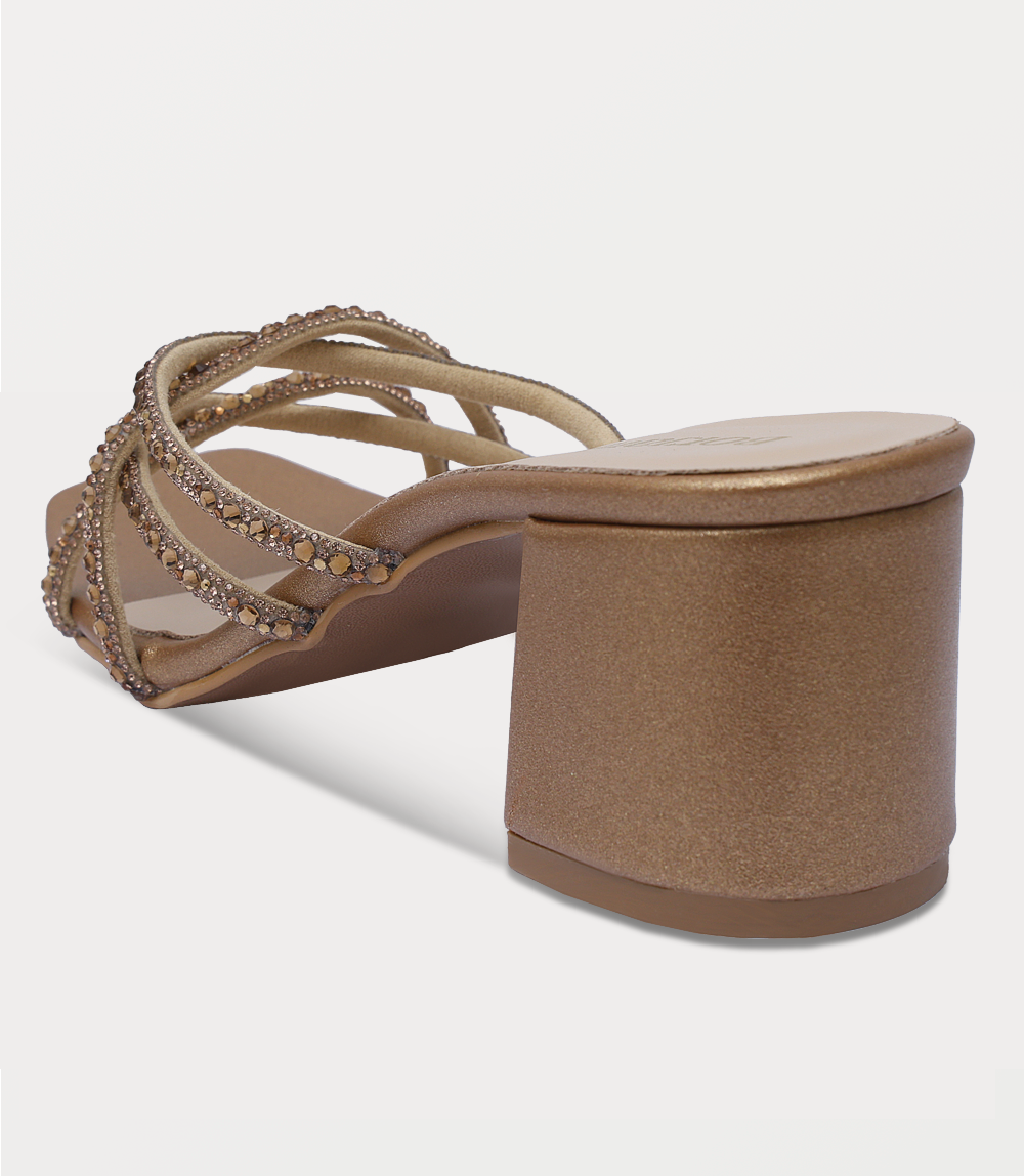 Women Slipper Heels-GOLDEN