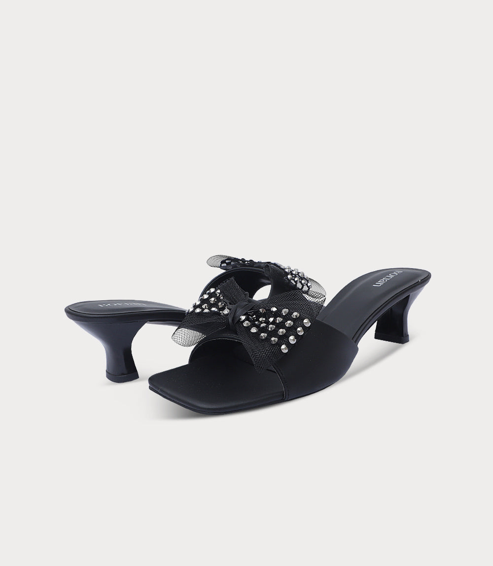 Women Slipper Heels-BLACK