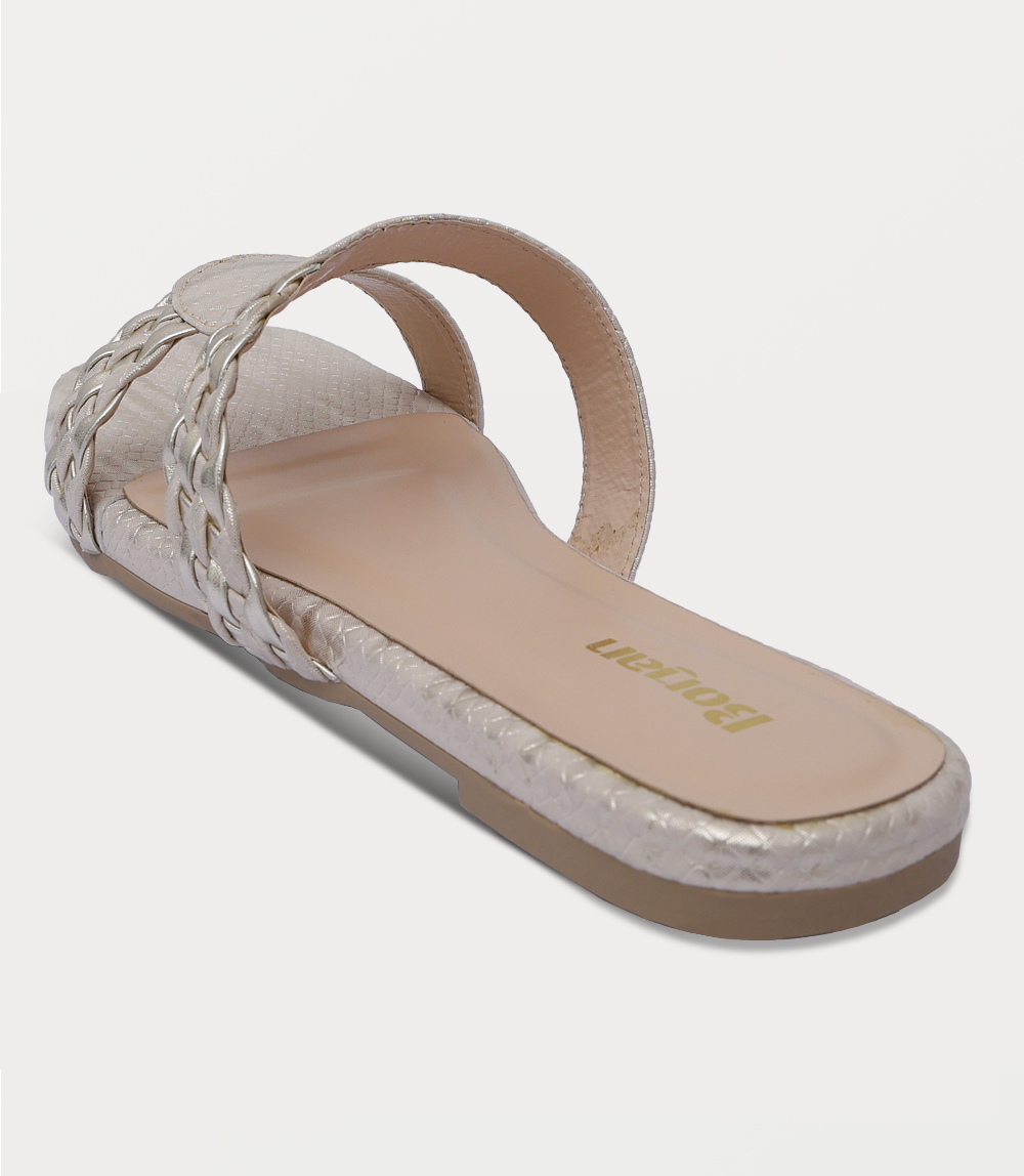 Women Slipper-BEIGE/GOLD