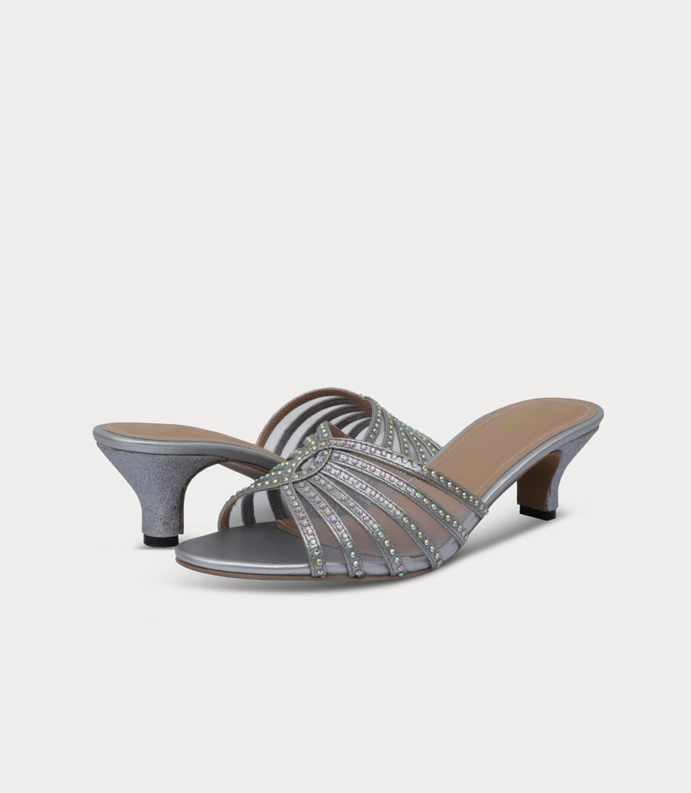 Women Slipper Heels-SILVER