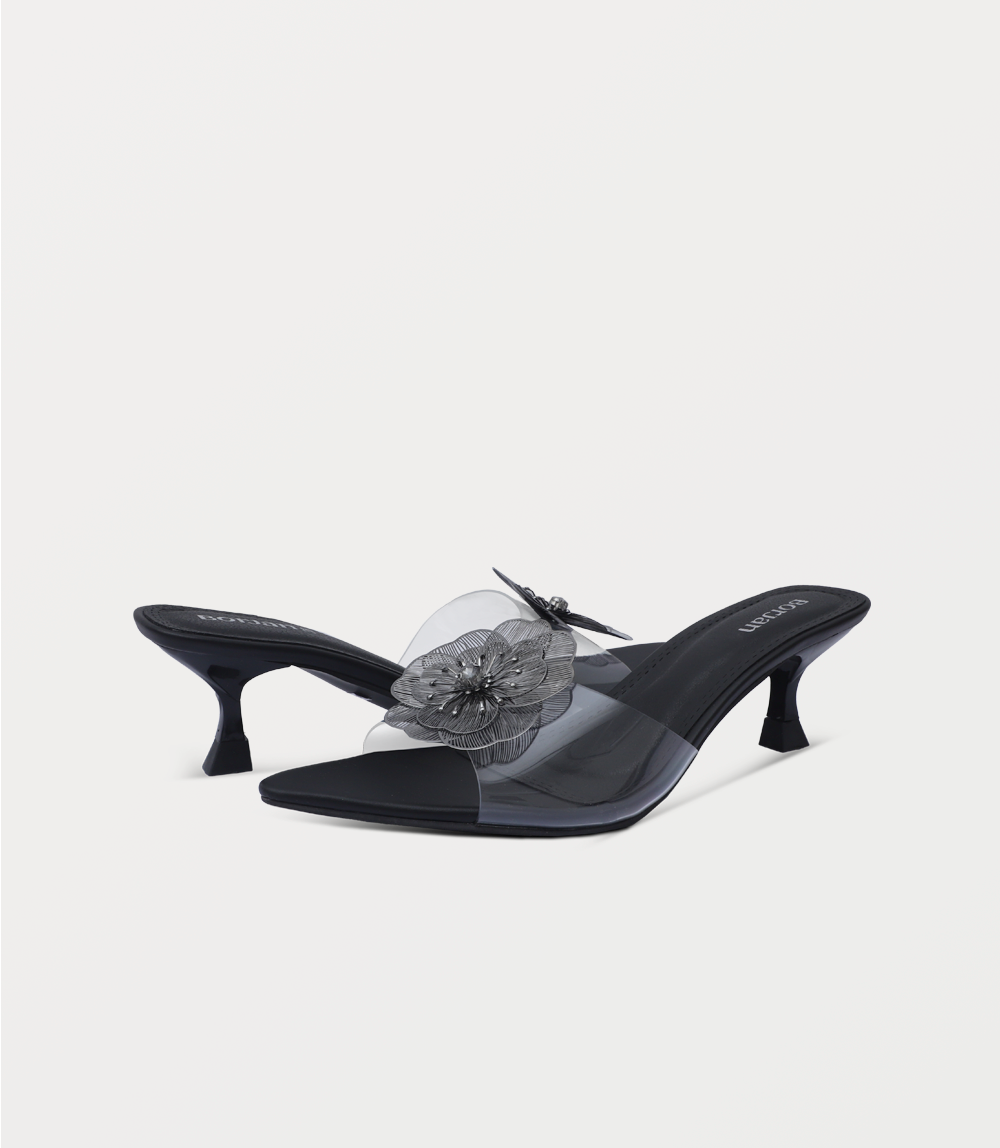 Women Slipper Heels-BLACK