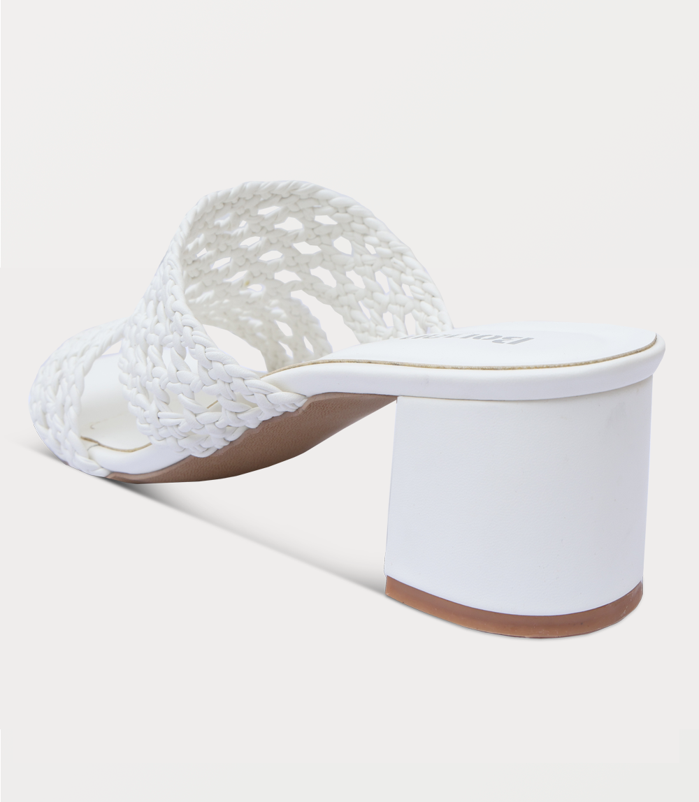 Women Slipper Heels-WHITE