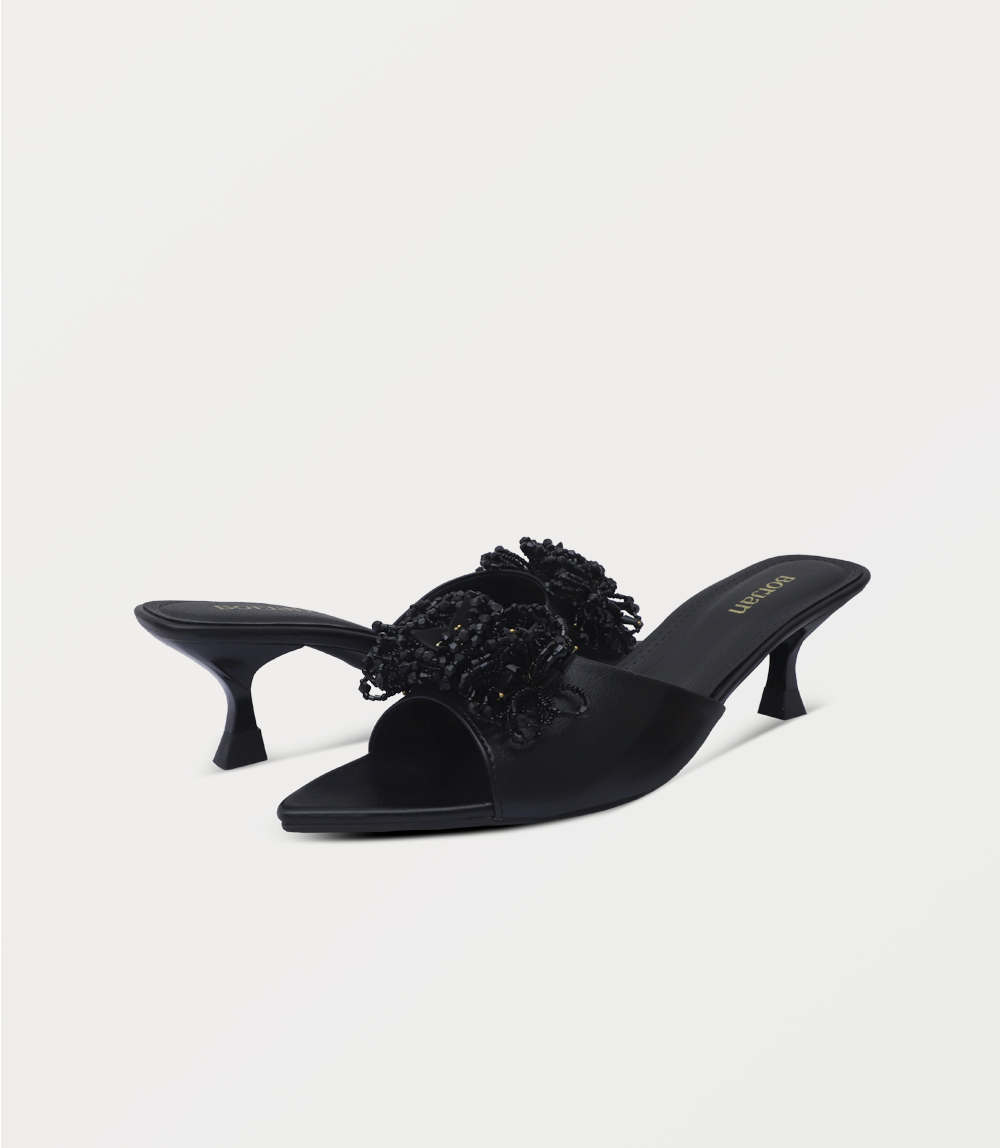 Women Slipper Heels-BLACK