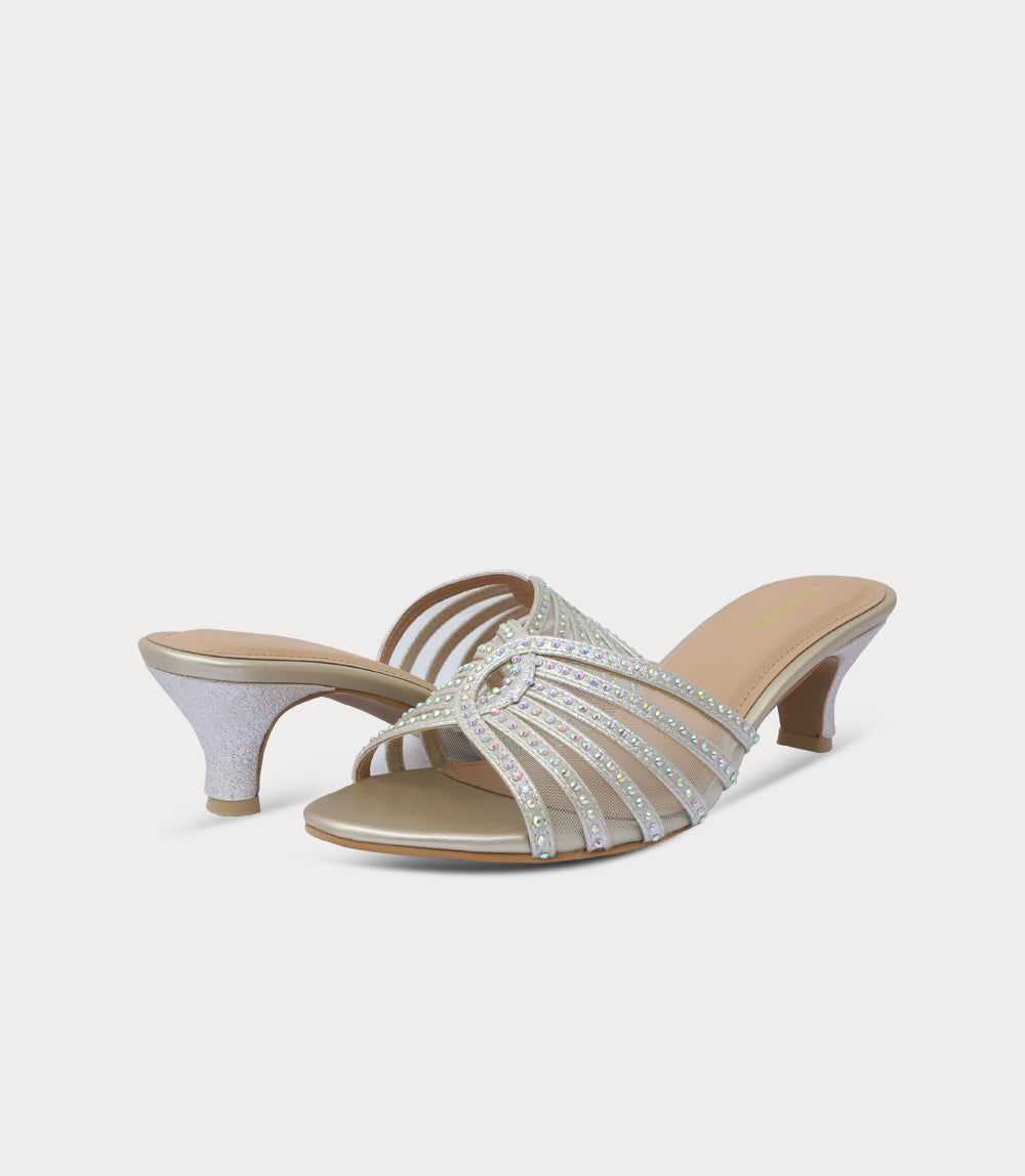 Women Slipper Heels-GOLDEN