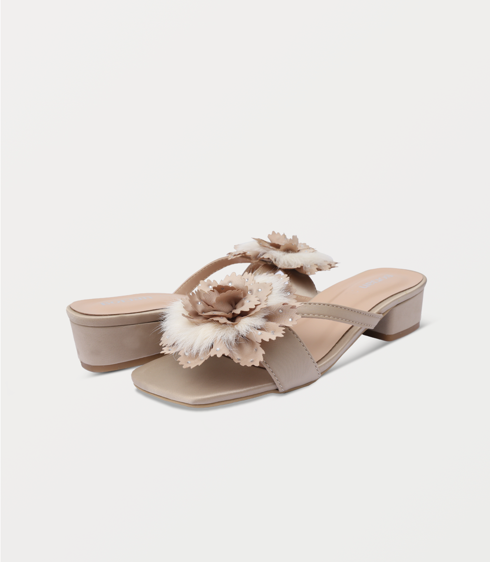 Women Slipper Heels-BEIGE