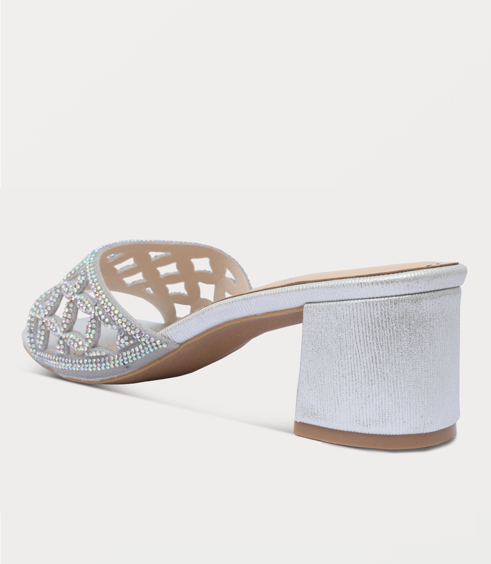 Women Slipper Heels-SILVER