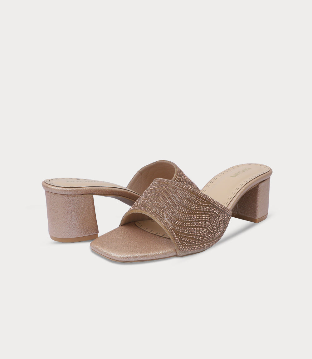 Women Slipper Heels-GOLDEN