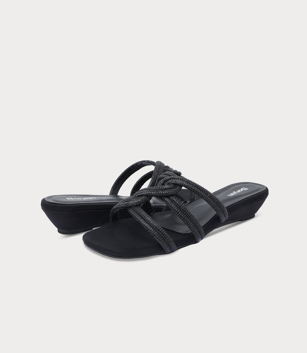 Women Slipper Heels-BLACK
