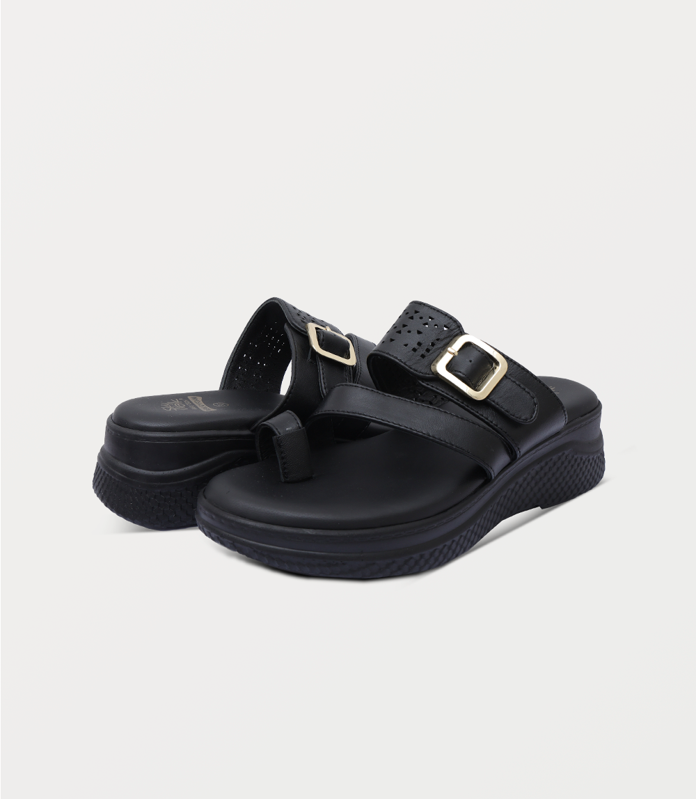Women Comfort Chappal-BLACK