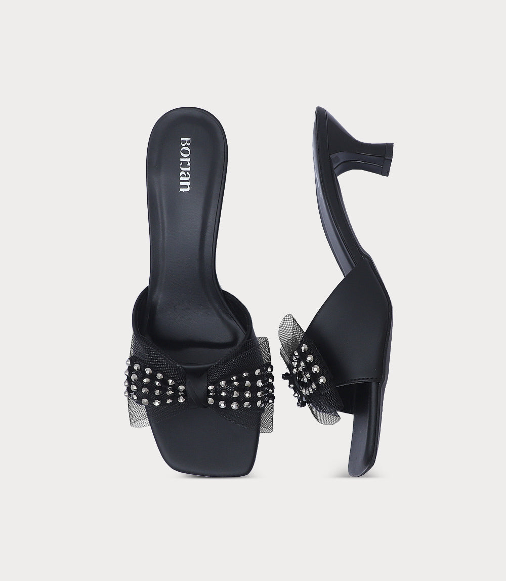 Women Slipper Heels-BLACK