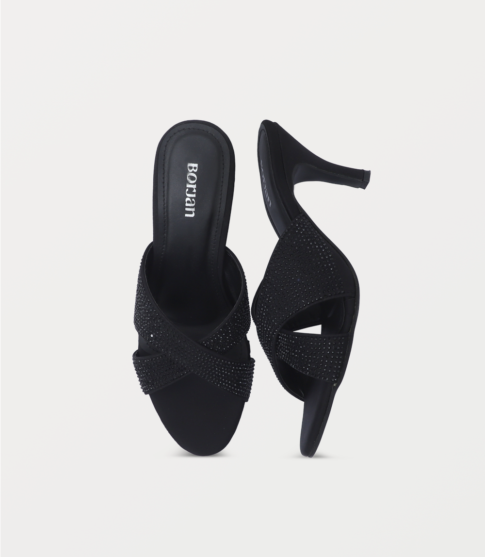 Women Slipper Heels-BLACK