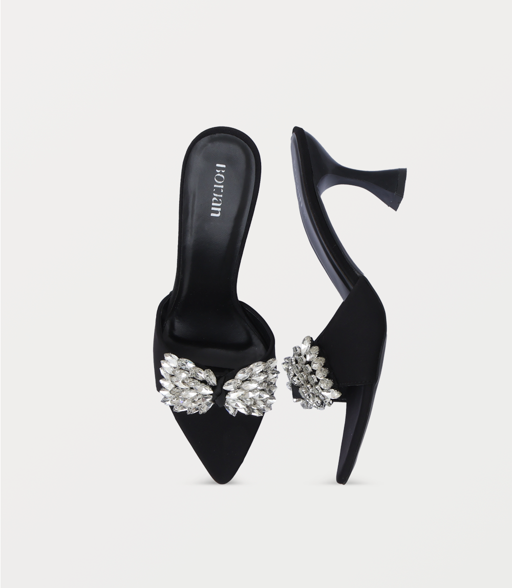 Women Slipper Heels-BLACK
