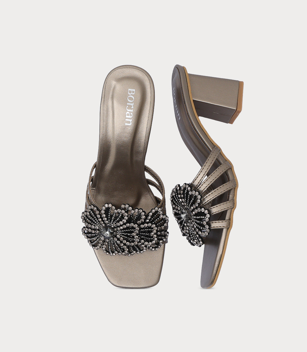 Women Slipper Heels-PEWTER