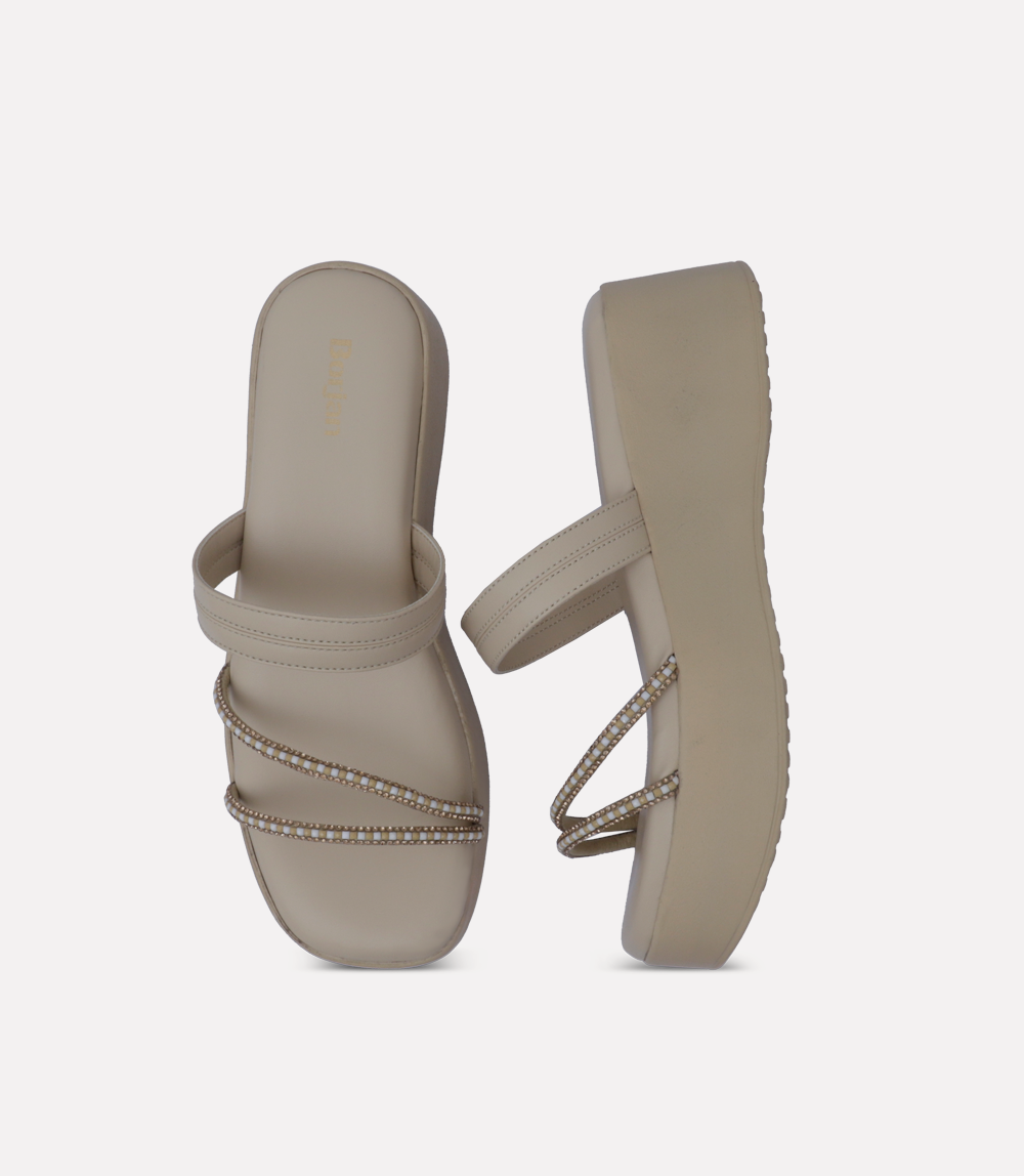 Women Platform Slipper-BEIGE