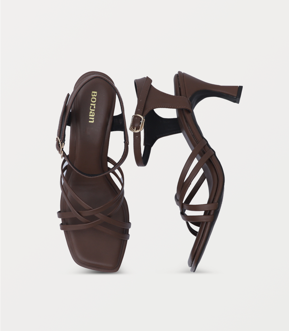 Women Sandal Heels-DARK BROWN
