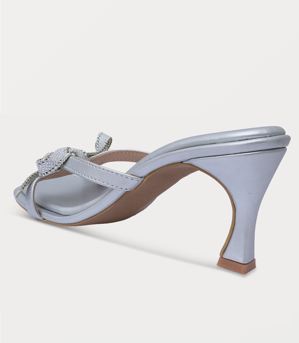 Women Slipper Heels-SILVER