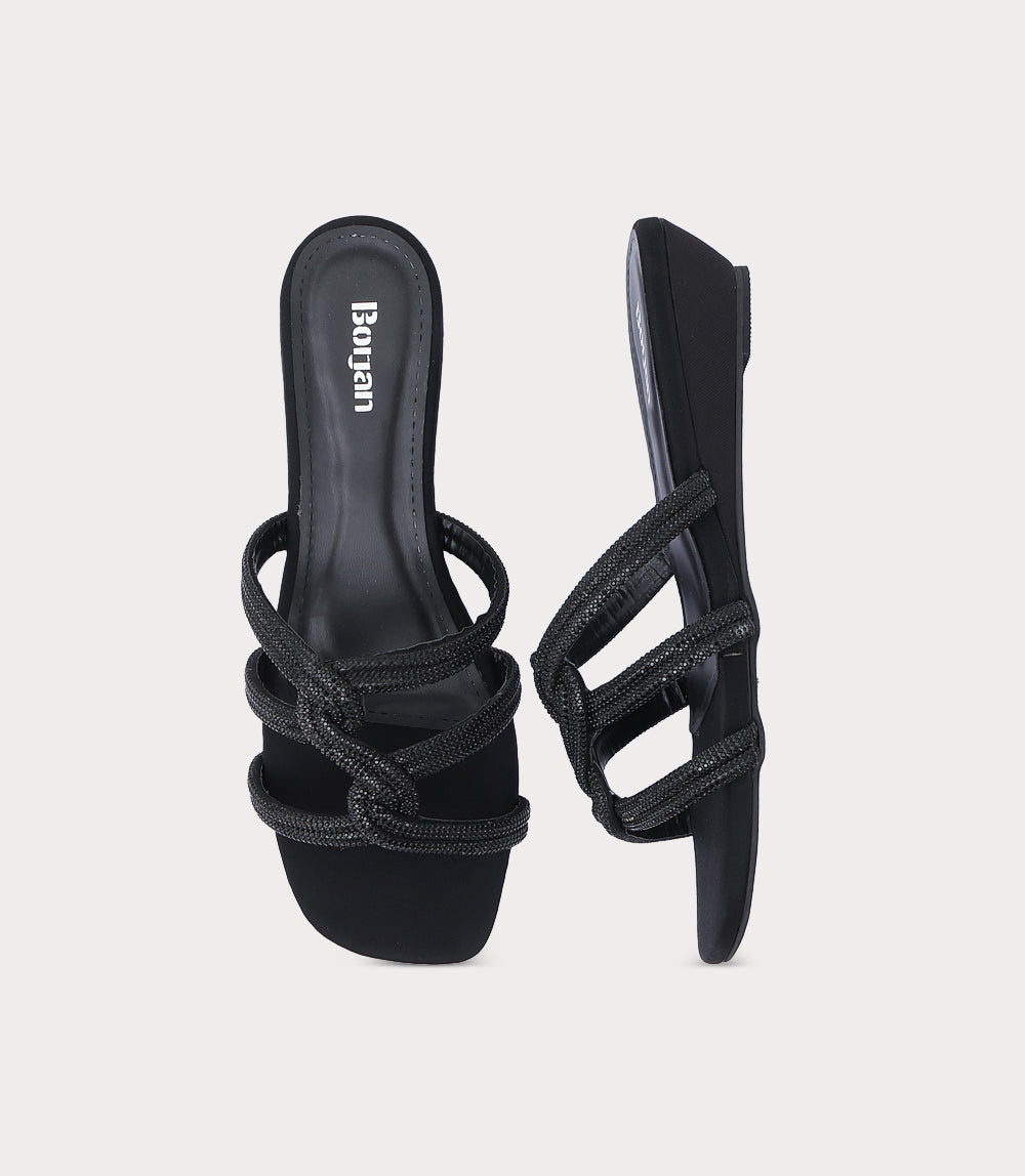 Women Slipper Heels-BLACK