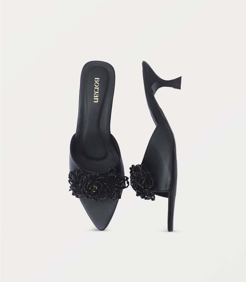Women Slipper Heels-BLACK