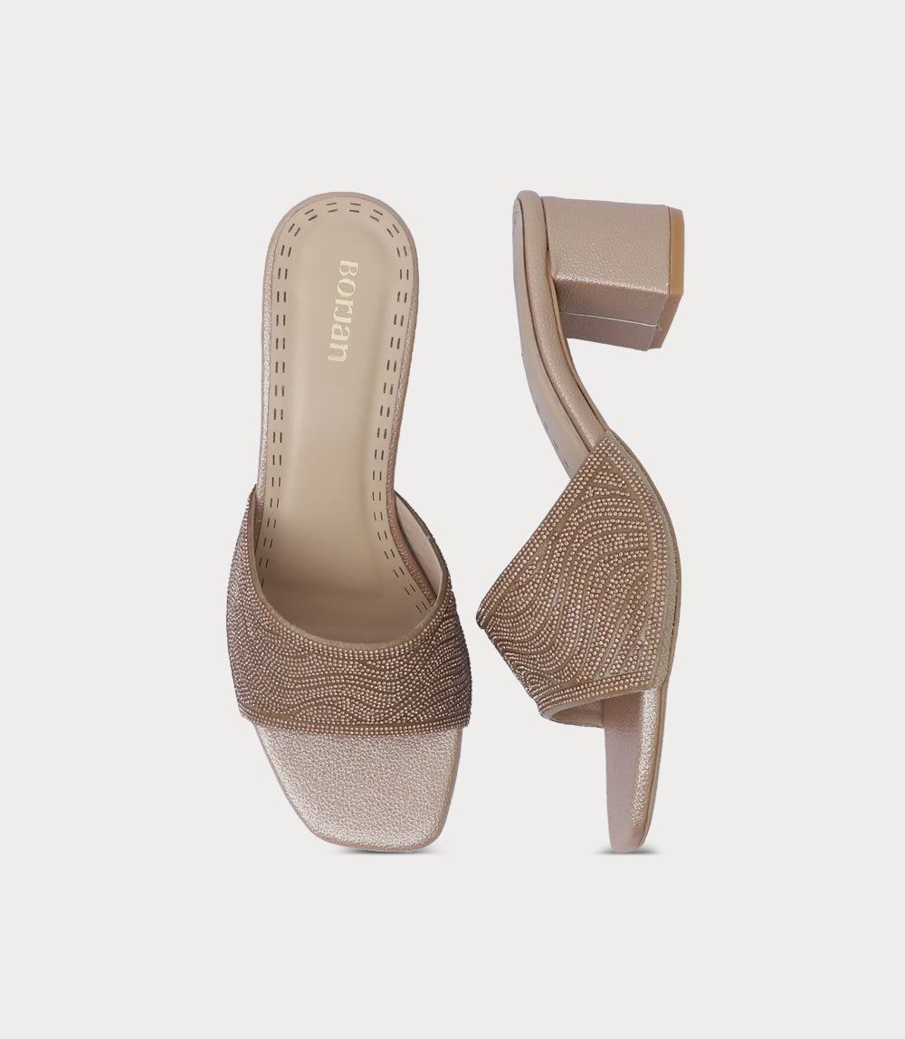 Women Slipper Heels-GOLDEN
