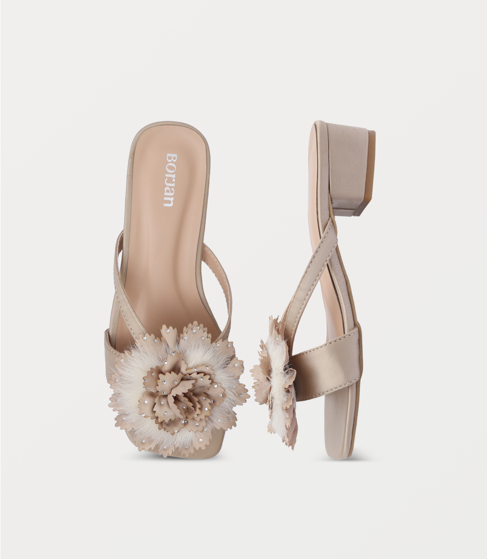 Women Slipper Heels-BEIGE