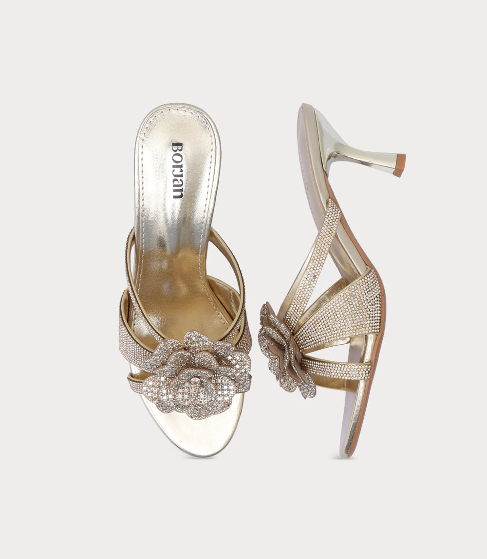 Women Slipper Heels-GOLD