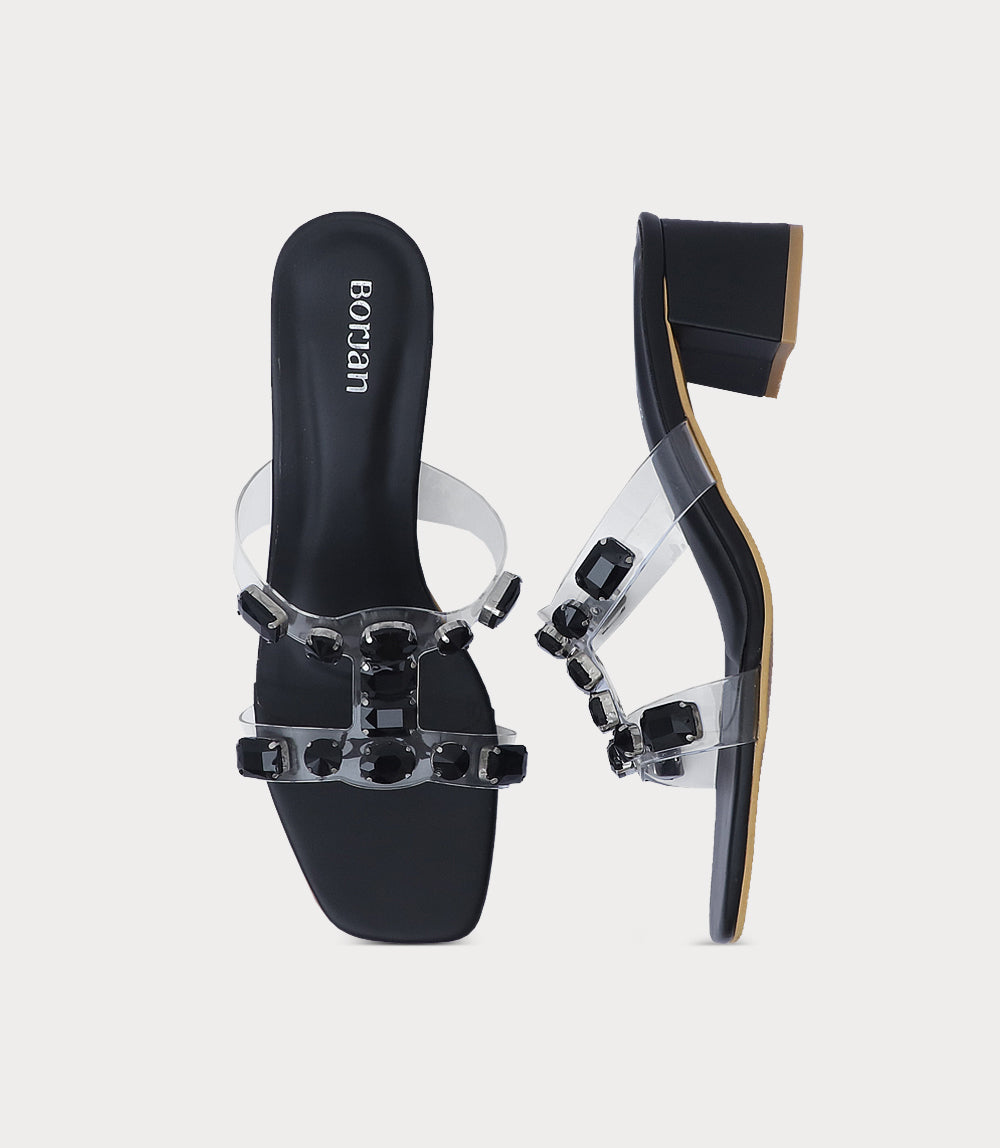Women Slipper Heels-BLACK