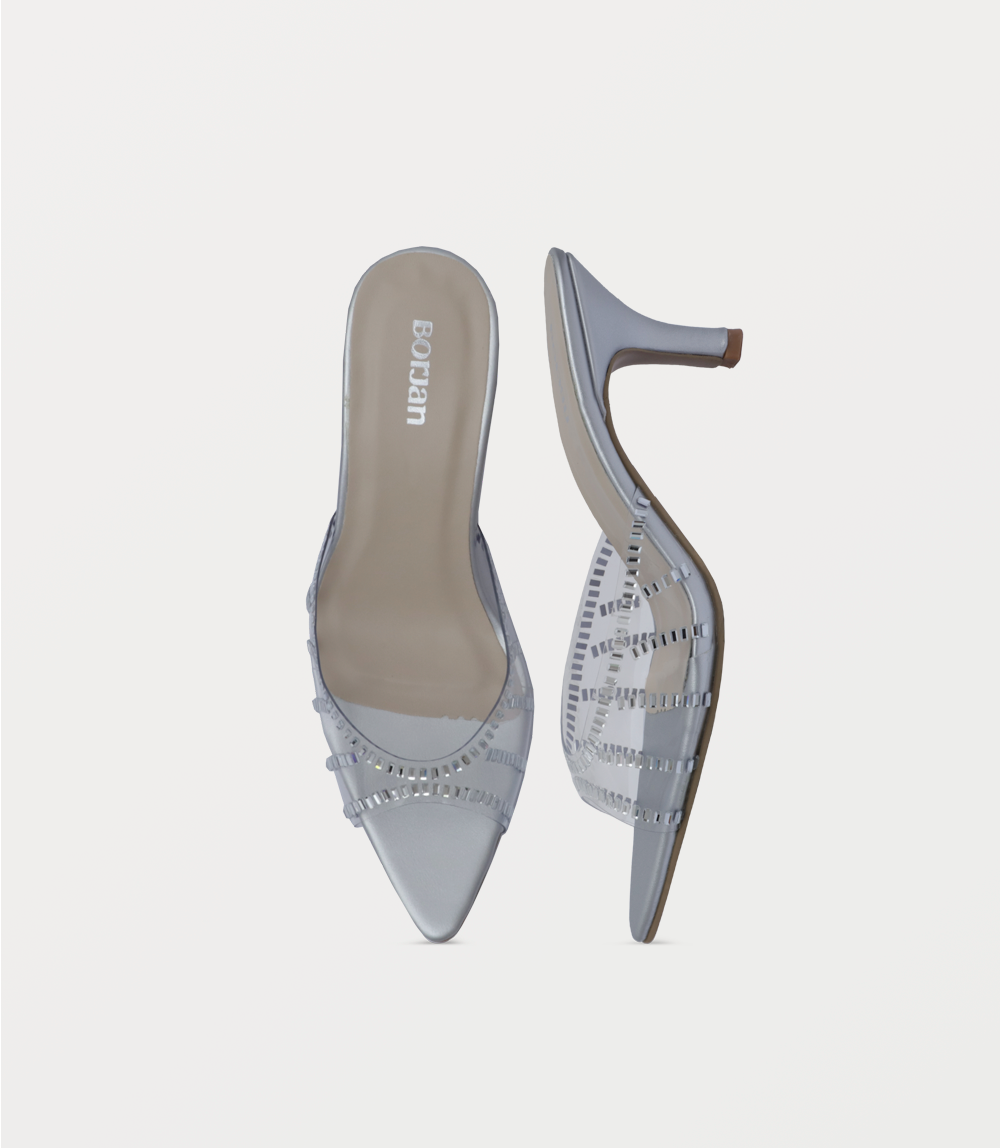 Women Slipper Heels-SILVER