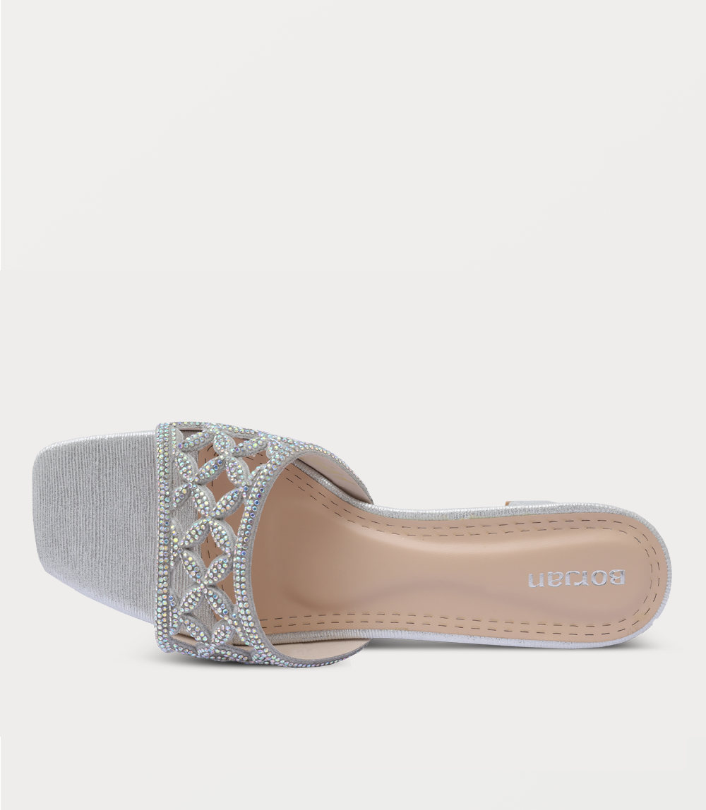 Women Slipper Heels-SILVER
