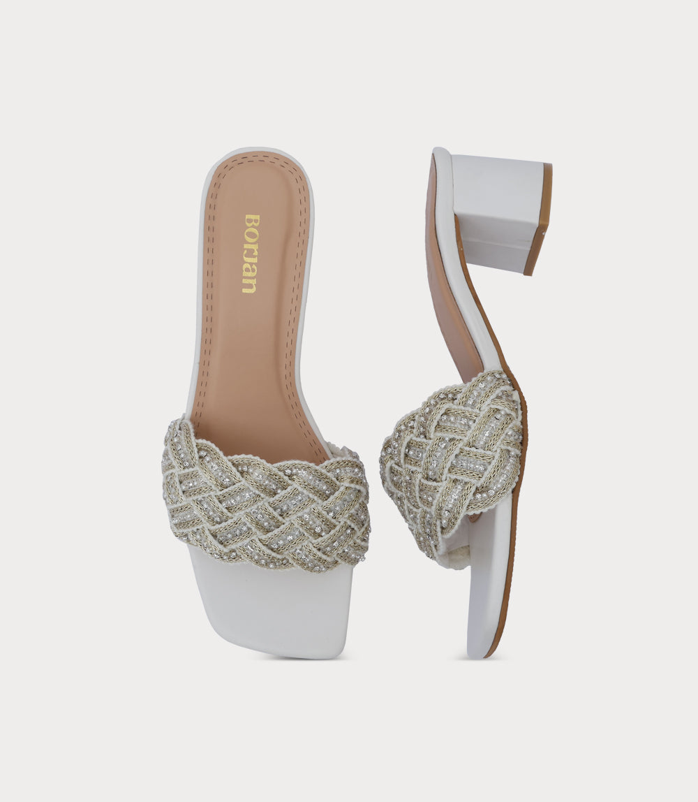 Women Slipper Heels-WHITE