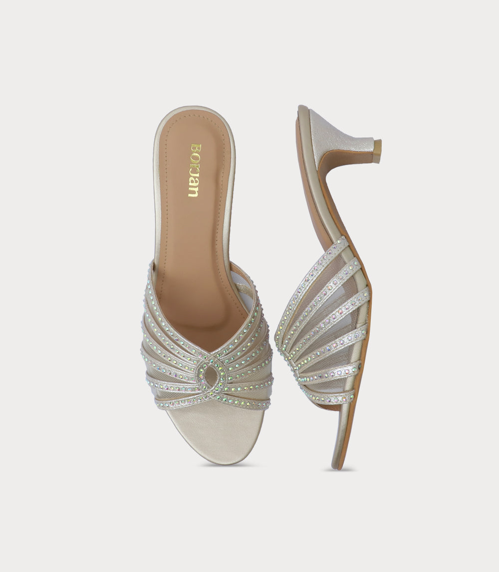 Women Slipper Heels-GOLDEN