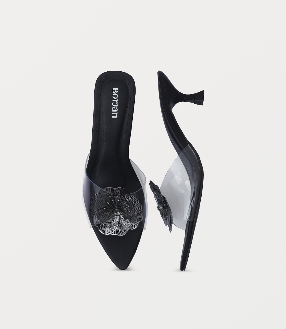 Women Slipper Heels-BLACK
