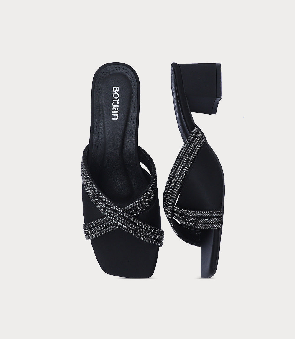 Women Slipper Heels-BLACK