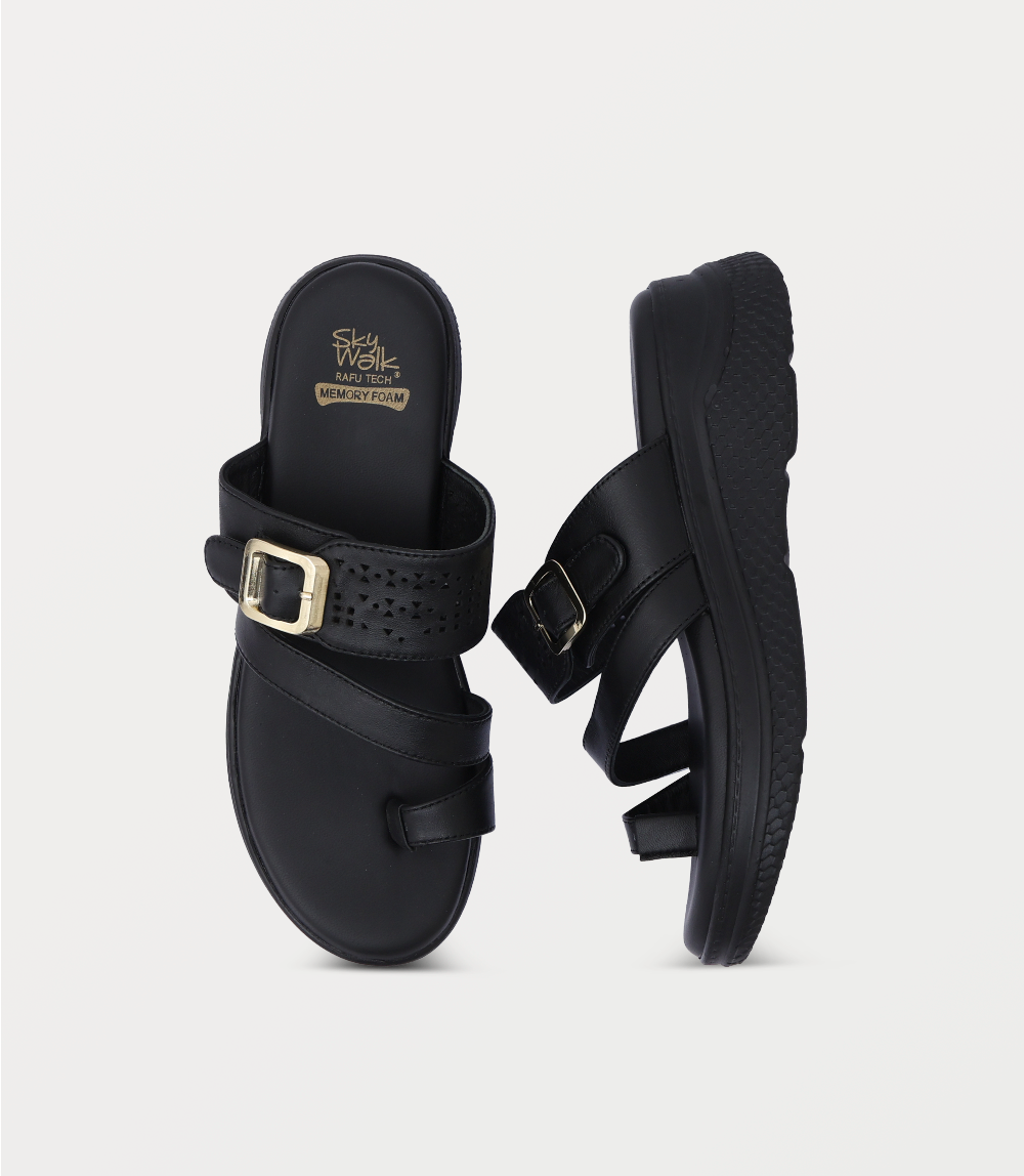 Women Comfort Chappal-BLACK
