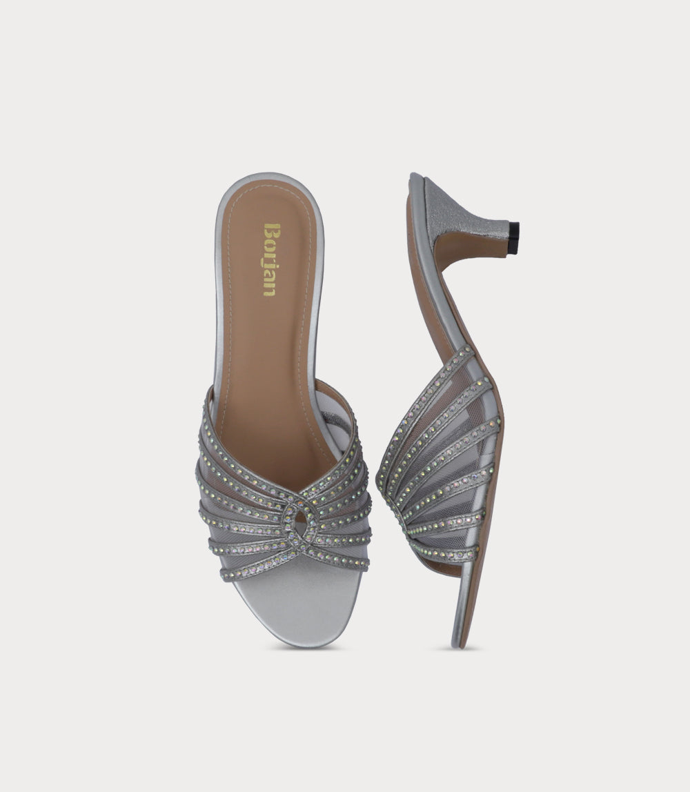 Women Slipper Heels-SILVER