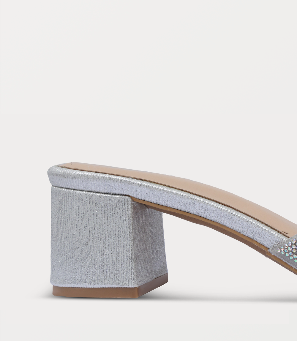 Women Slipper Heels-SILVER