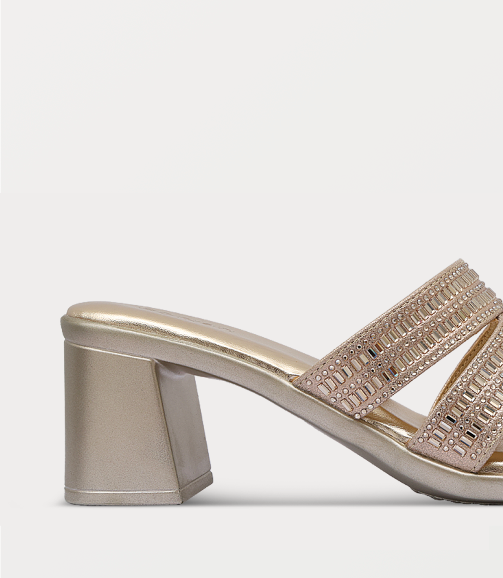 Women Slipper Heels-LIGHT GOLD