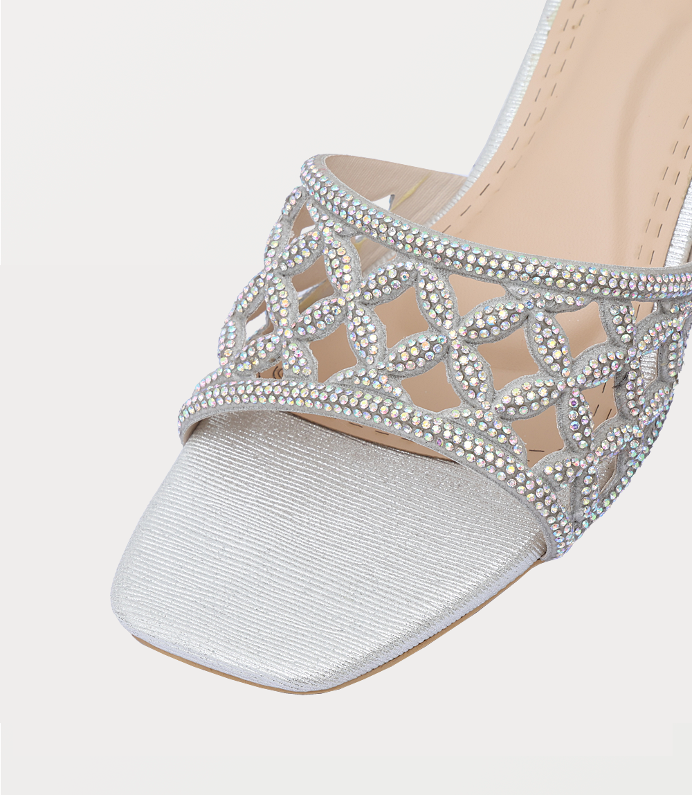 Women Slipper Heels-SILVER