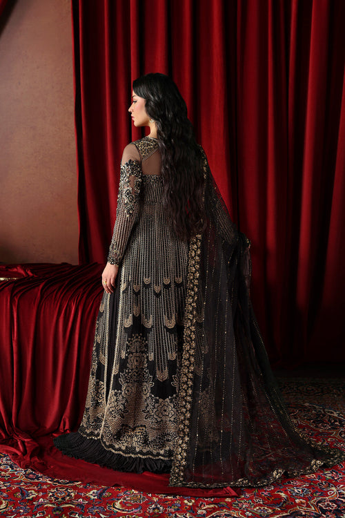 Afrozeh La Fuchsia Embroidered Net Unstitched 3Pc Suit - Chariot