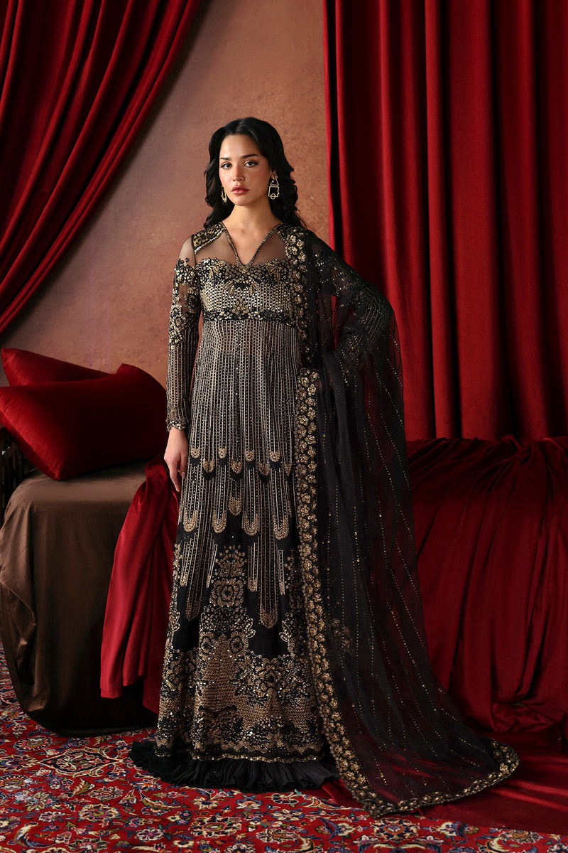 Afrozeh La Fuchsia Embroidered Net Unstitched 3Pc Suit - Chariot