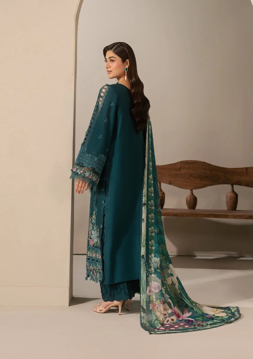 Elaf Premium E-Craft Chikankari Lawn Unstitched 3Pc Suit EHC-2A MOSS
