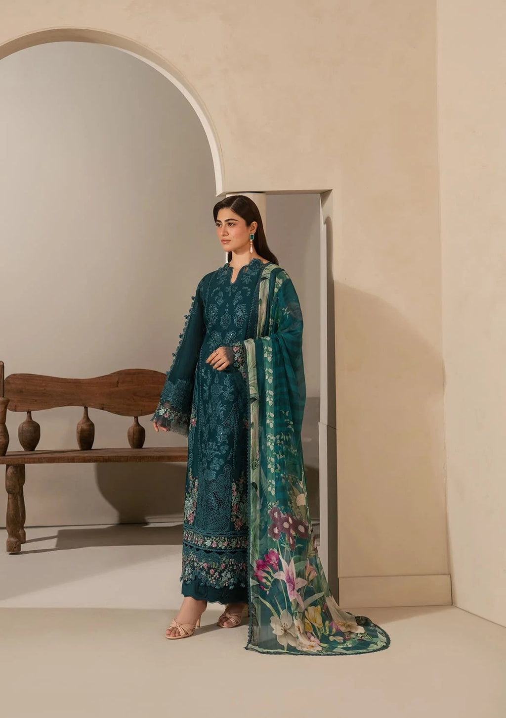 Elaf Premium E-Craft Chikankari Lawn Unstitched 3Pc Suit EHC-2A MOSS