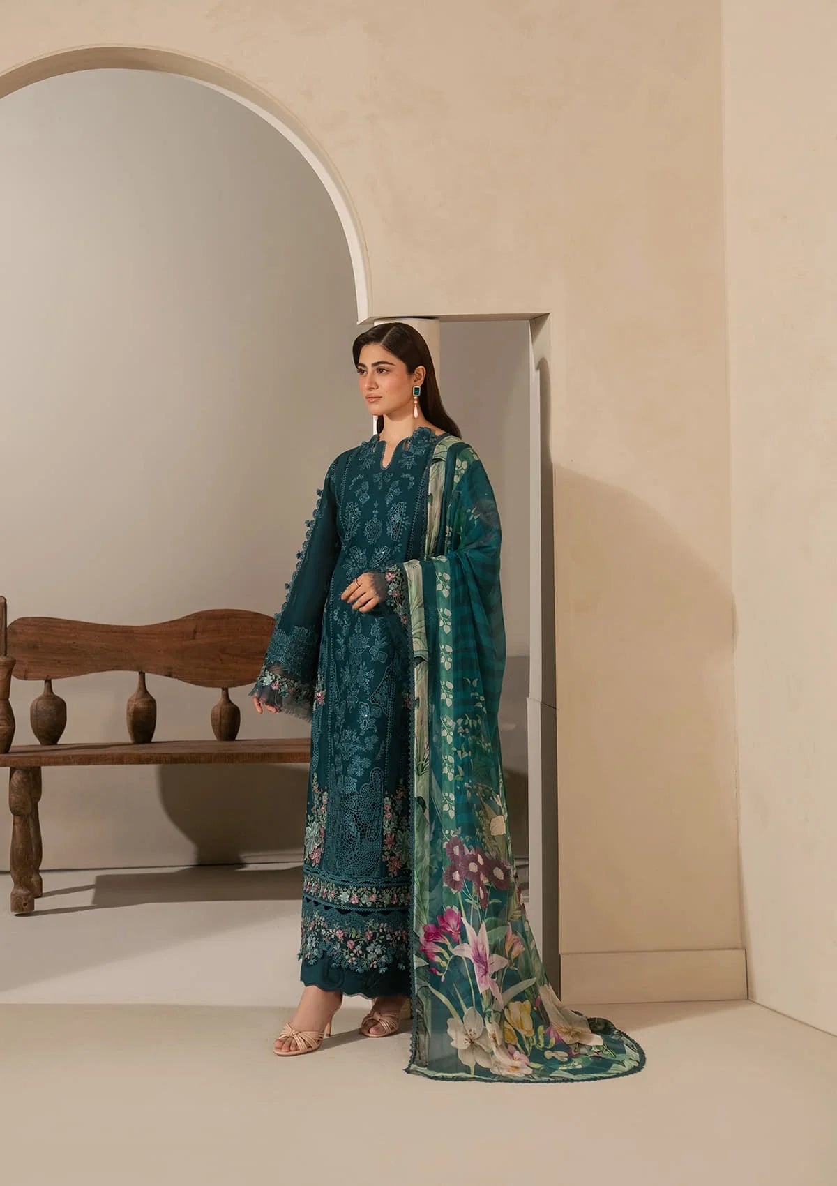 Elaf Premium E-Craft Chikankari Lawn Unstitched 3Pc Suit EHC-2A MOSS