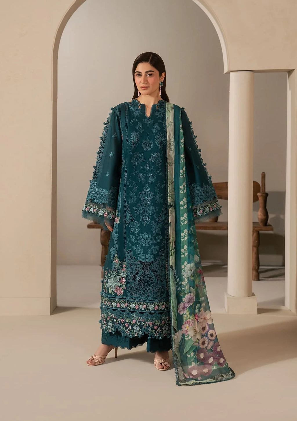 Elaf Premium E-Craft Chikankari Lawn Unstitched 3Pc Suit EHC-2A MOSS