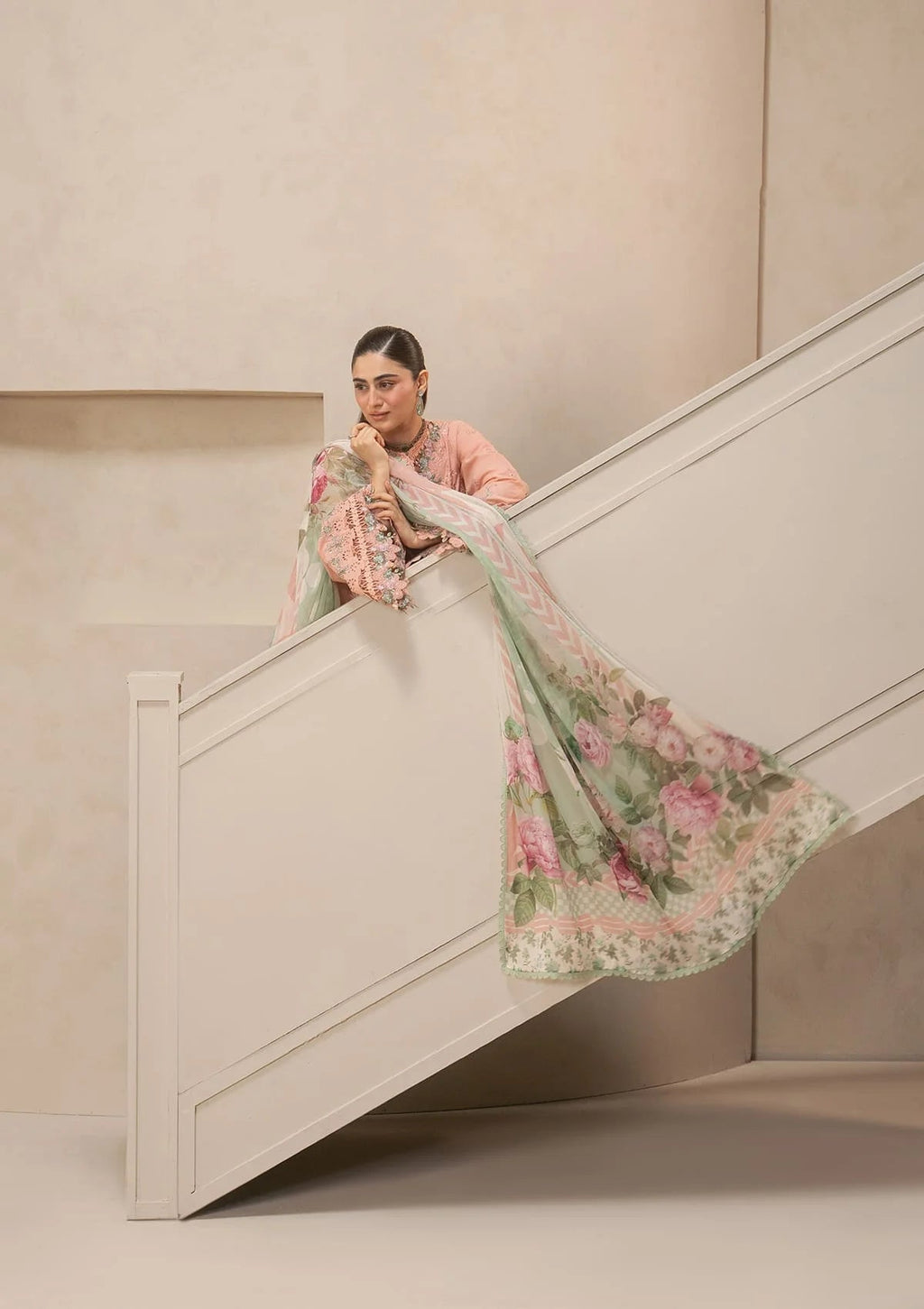 Elaf Premium E-Craft Chikankari Lawn Unstitched 3Pc Suit EHC-3B DUSTROSE