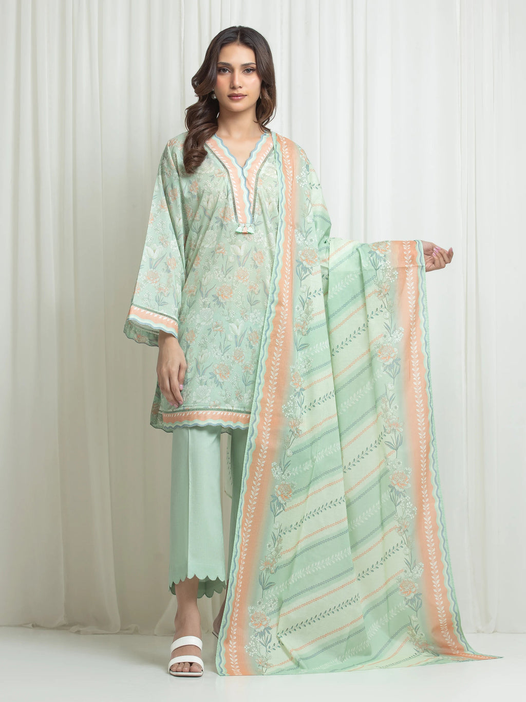 edenrobe Allure Lawn Unstitched Printed 3Pc Suit EWU6A1-36635