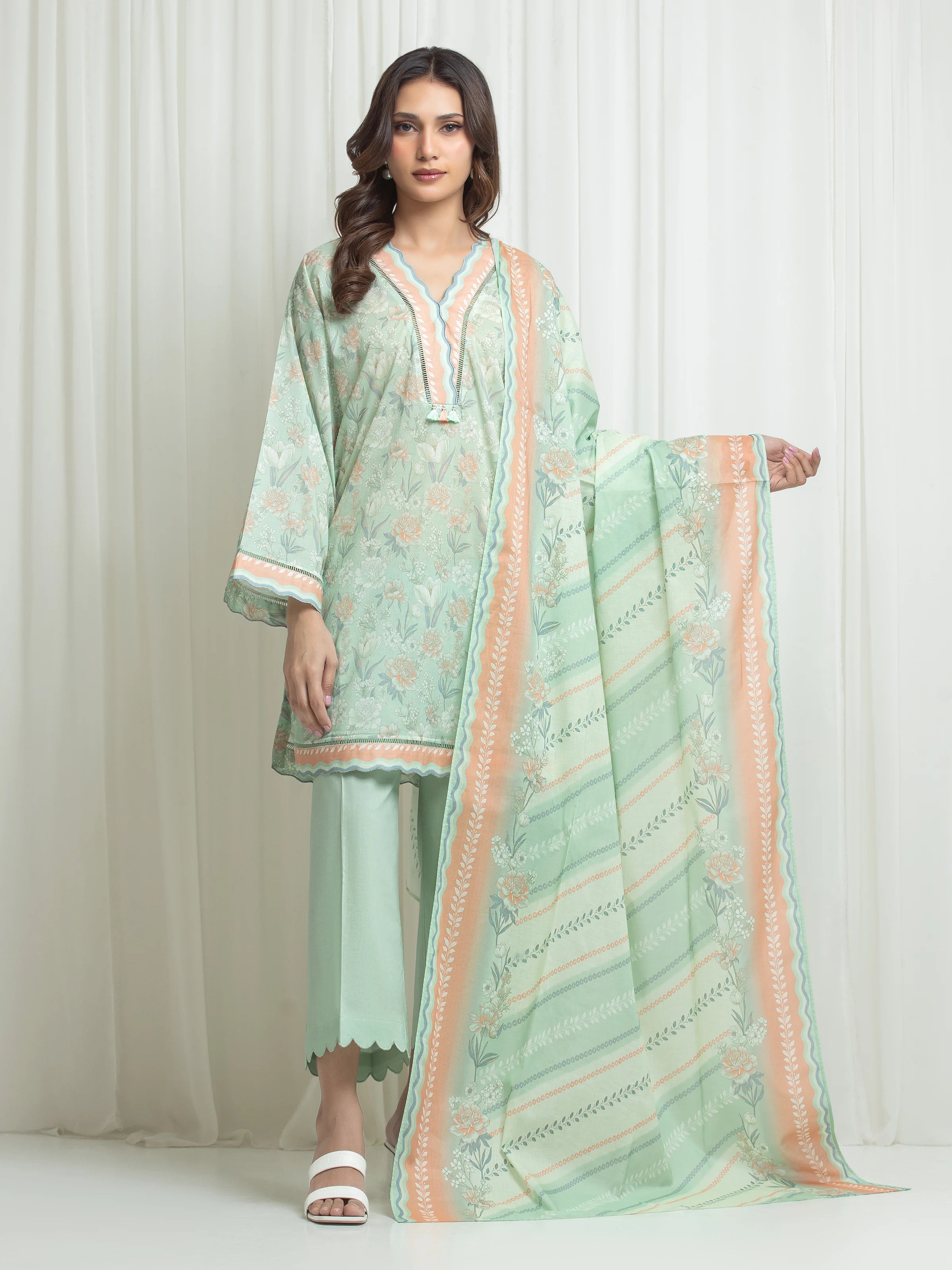 edenrobe Allure Lawn Unstitched Printed 3Pc Suit EWU6A1-36635