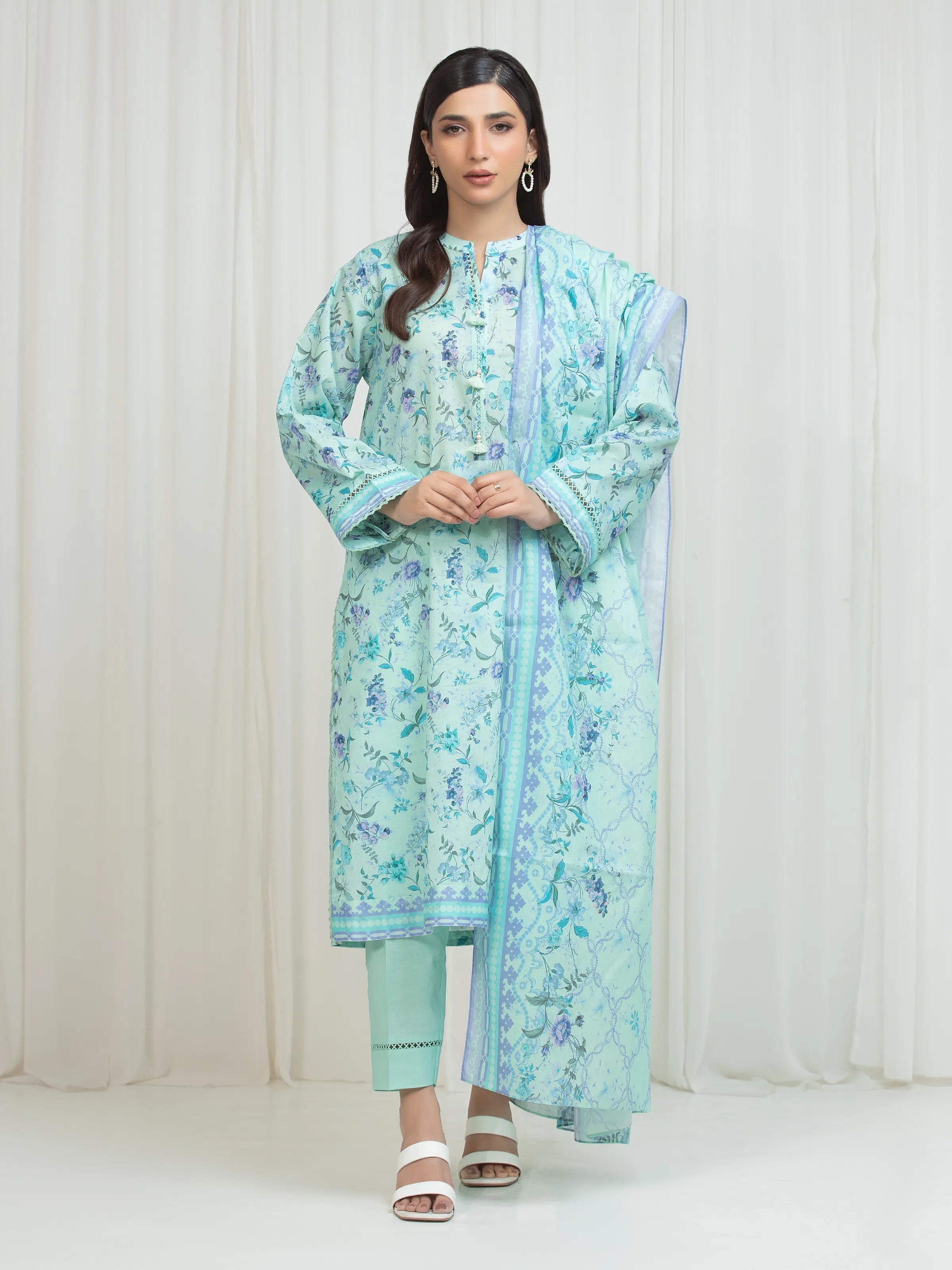 edenrobe Allure Lawn Unstitched Printed 3Pc Suit EWU6A1-36674