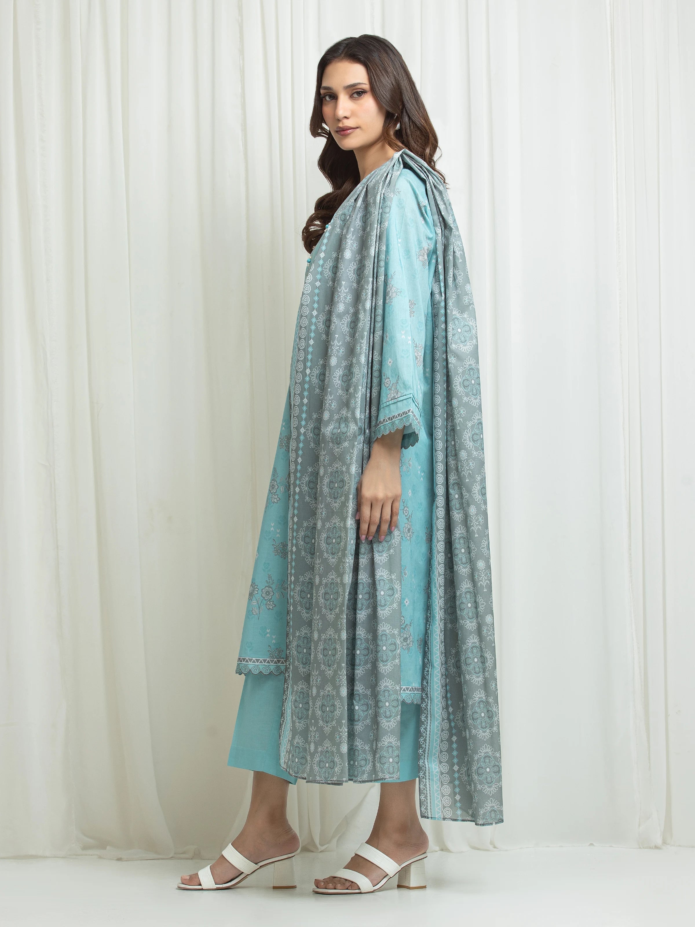 edenrobe Allure Lawn Unstitched Printed 3Pc Suit EWU6A1-36676