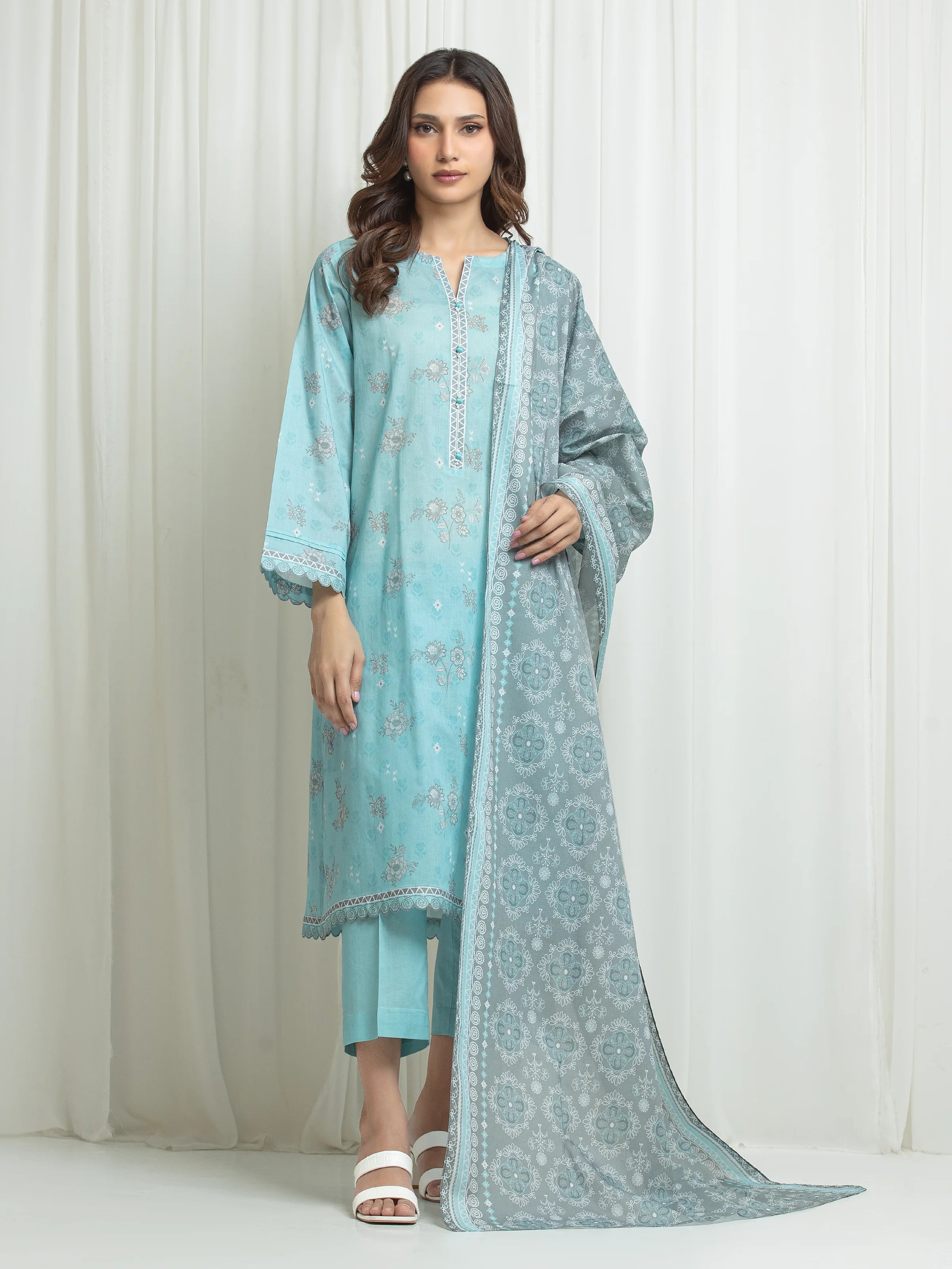 edenrobe Allure Lawn Unstitched Printed 3Pc Suit EWU6A1-36676