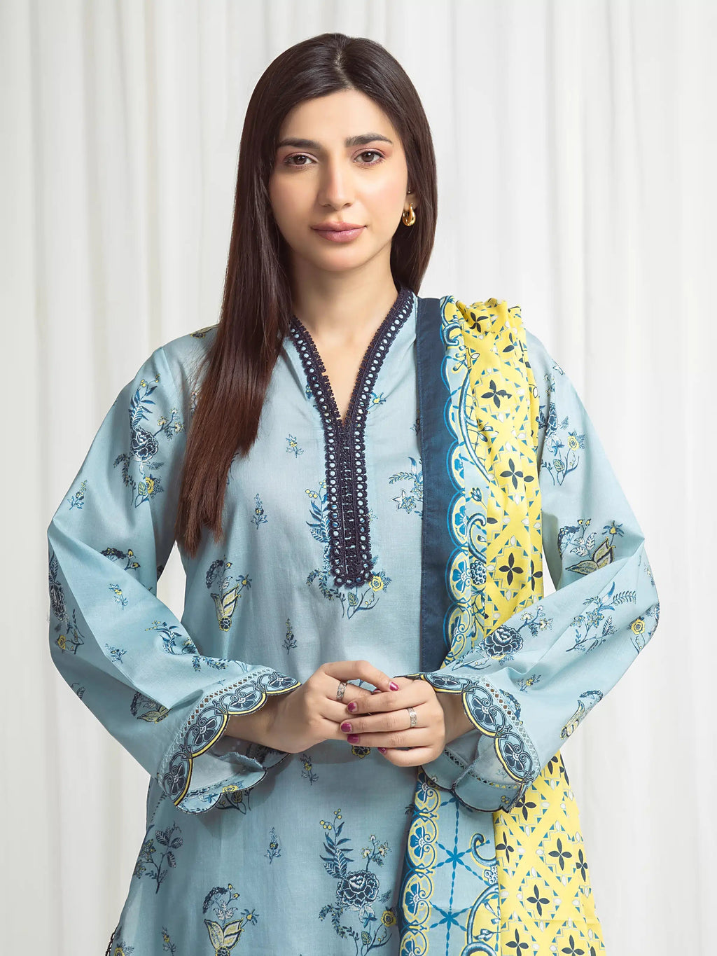 edenrobe Allure Lawn Unstitched Printed 3Pc Suit EWU6A1-36708